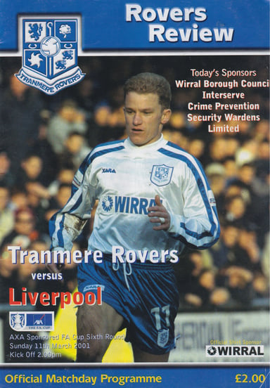 Tranmere Rovers v Liverpool programme cover
